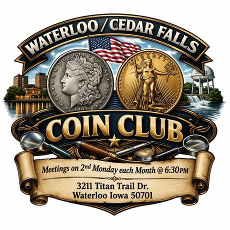 The Waterloo/Cedar Falls Coin Club-Meets on 2nd Mondays each Month @ 6:30PM