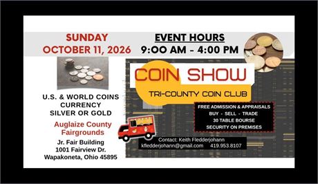 Tri-County Coin Show | Oct 11th