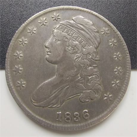 1836 Capped Bust Half Dollar O-114 Lettered Edge
