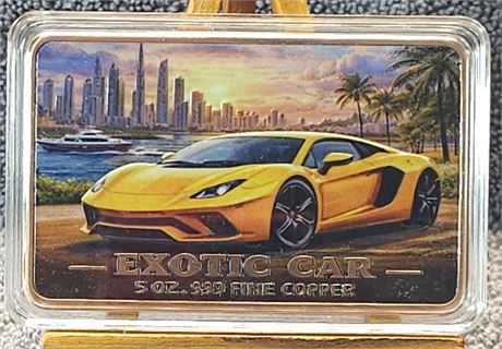Exotic Car - 5 oz, .999 Copper Bar