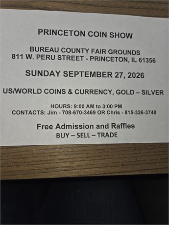Princeton Coin Show | Sept 27th