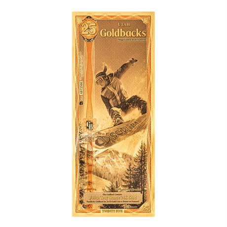 Utah 25 Goldbacks 2026 Alpha Gold Polymer Note 1/40th Troy Oz 24K