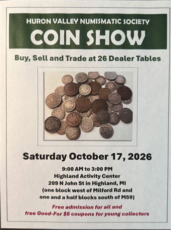Huron Valley Numismatic Society Coin Show