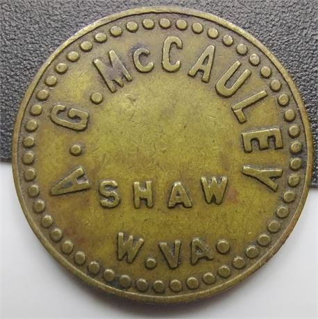 A.G. McCauley – Shaw, W.Va. – 5¢ “Good for Merchandise” Trade Token